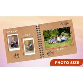 MantraRaj Medium Scrapbook 50 Kraft Paper Scrap Book DIY Scrapbooking Instax Mini Photo Journal Album Perfect Photo Book for Wedding, Anniversary, Birthday, Travel, Friends, Baby, Gift (Medium, Brown)