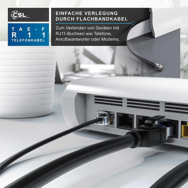 CSL Telephone Cable TAE-F Male to RJ11 Plug - Int.