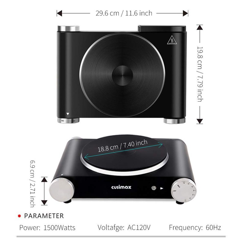 Cusimax Hot Plate Electric Burner Single Burner Cast Iron hot