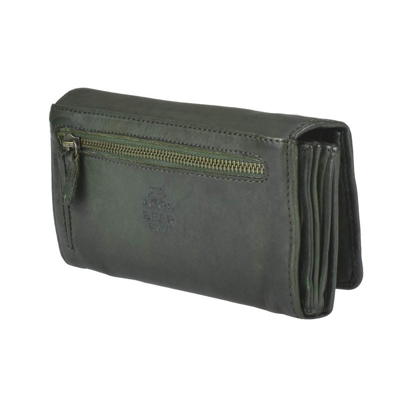 Bear Design Cow Lavato Dames Wallet CL9918 Green, L. Olijf