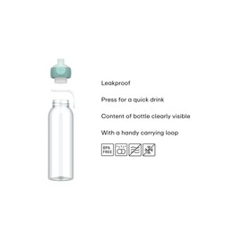 Mepal - Pop-Up Campus Water Bottle - Leak-proof Drinking Bottle for School & On the Go - Transparent Drinking Cups - BPA Free & Dishwasher Safe - 500 ml - Cool Mint