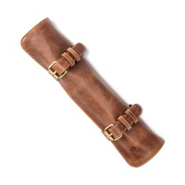 Angus Stoke knife roll bag, genuine buffalo leather - chef's knife bag with 7 slots + extra accessories bag Soeren (Mahogany)