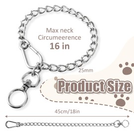 Dog Chain Collars, Stainless Steel Chew Proof Necklace, Adjustable Slip Chain Metal Dog Collar for Small, Medium Dogs, Training Walking, Anti-Winding Leash Extension (15.7 in)