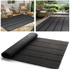 Petgrow Stripe Artificial Turf Grass 1FTX62FT,1 Inch High Density Synthetic Grass (Grey & Black,Self Draining/Rubber Backing Indoor Outdoor Rug for Dog Garden Backyard Patio Balcony Entryway