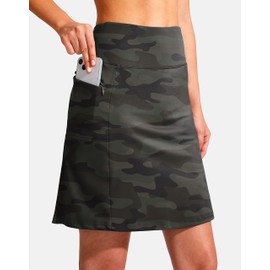 SANTINY 19" Golf Skorts Skirts for Women Zipper Pockets Knee Length Skort Women's High Waist Athletic Tennis Skirt (Green Camo_M)