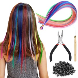YICH Colourful Hair Strands Kids 50 Pieces Hair Strands Clip in Hair Extensions for Children for Girls
