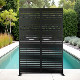 Outdoor Privacy Screen Metal Privacy Fence Freestanding Screen Fence, Durable, Weather-Resistant, Privacy Protection, 72’’H×47’’W, Black (3 Panels)