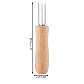 Yosoo 4 Pieces of Corn cob Holders, Small skewers Corn cob Holders Wooden Handle Stainless Steel BBQ Meat Fruit Forks Grill Corn cob Holders for Home Cooking and BBQ