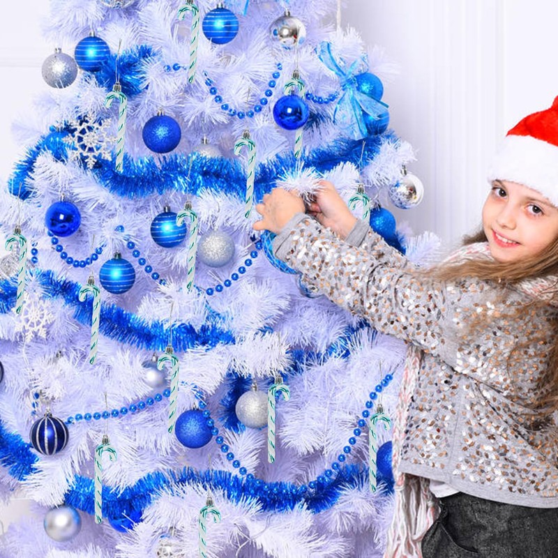 DERAYEE 6 PCS Christmas Glitter Candy Cane Plastic Candy Cane