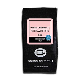 White Chocolate Strawberry Decaf Coffee by Coffee Beanery | 12oz Flavored Decaf Coffee Ground Medium Roast Coffee | 100% Specialty Arabica Coffee Ground | Gourmet Coffee | Flavored Ground Coffee Medium Roast