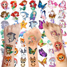 50 PCS Cute Animals ZOO Kids Temporary Tattoos For Girls Face Butterfly Mermaid Unicorn, 3D Cartoon Fake Tattoos For Child Boys Sets, Party Favor Supplies Basket Goodie Bags Stuffers Stocking Fillers