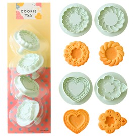 Sinsanye Jam Cookie Cutters Set of 4, Jumping Thumb Print Cookie Cutters for Valentine's Day, Flowers Heart Cookie Mould for Anniversaries, Engagements and Valentine's Day, Weddings
