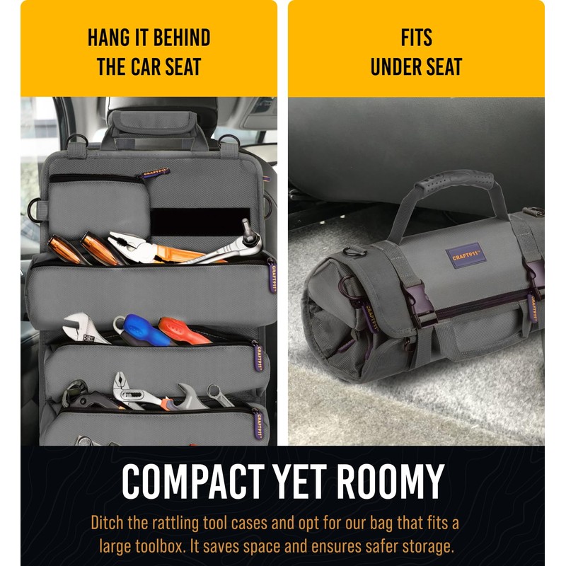 CRAFT911 Durable Tool Bag Organizers w/Detachable 6 Tool Pouches -