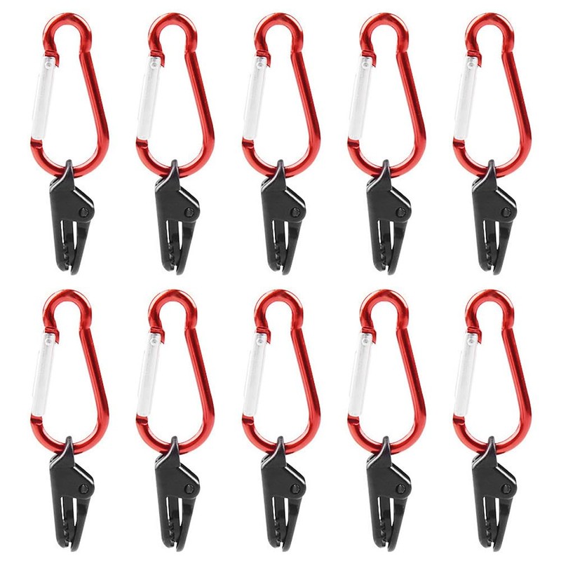 Tent Clips, Tarp Clips, Alligator Shaped (10 Pieces, Carabiner) Easy