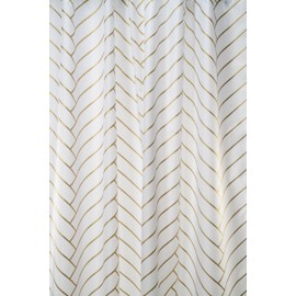 Croydex Waterproof Shower Curtain, Gold Chevron Pattern, 180 x 180cm, Water Resistant Fabric - 100% Polyester, Machine Washable, Cling Resistant Weighted Hem, Ready to Hang with 12 Metal Eyelets