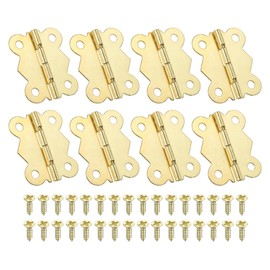 PATIKIL Small Jewelry Box Hinges 1-5/8 Inch, 8 Pack 180-degree Mini Butterfly Hinges Jewelry Box Hardware with 32 Screws for Cabinet Wooden Box Drawer Craft, Gold