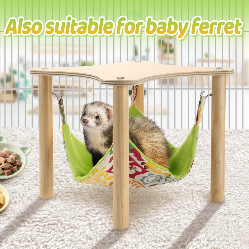 Guinea Pigs Hammock with Natural Wooden Stand - Hanging Hammock