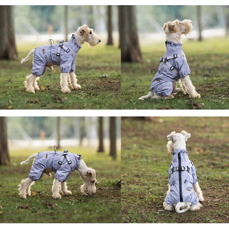 BT Bear Dog Harness Raincoat,Adjustable 4 Legs Dog Jacket with