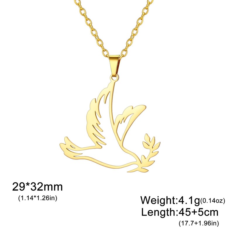 Amaxer Adjustable Dove Necklaces for Women Stainless Steel Olive Branch