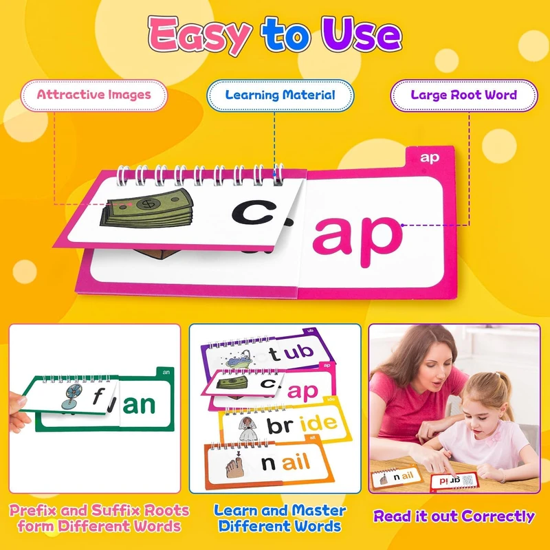 30 Read and Rhyme Flip Books, Phonics Flash Cards, Word