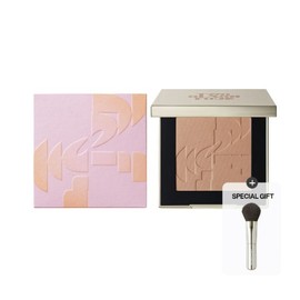 TWO SLASH FOUR All Over Face Blush + Mini Angled Brush Set 2ea, Color:06 Burn Pink