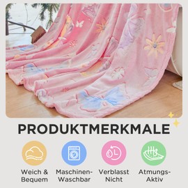 OLAOLA Cuddly Blanket Children, Butterfly Blanket Glow in the Dark, Soft Fluffy Fleece Blanket Gifts for Boys Girls, Warm Cuddly Sofa Blanket (150 x 200 cm, Butterfly)
