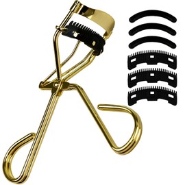 Rizadores de pestañas con peine IMMER LIEBEN a la moda, bonito rizador de pestañas con 3 peines, 3 recambios, 10 segundos para rizos de larga duración, color dorado