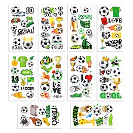 TIAMORK 10 Sheets Soccer Sport Temporary Tattoos – Sports Theme Birthday Party Favors & Decorations, Fun Football Stickers for Kids Boys Girls, Classroom Gifts & School Rewards