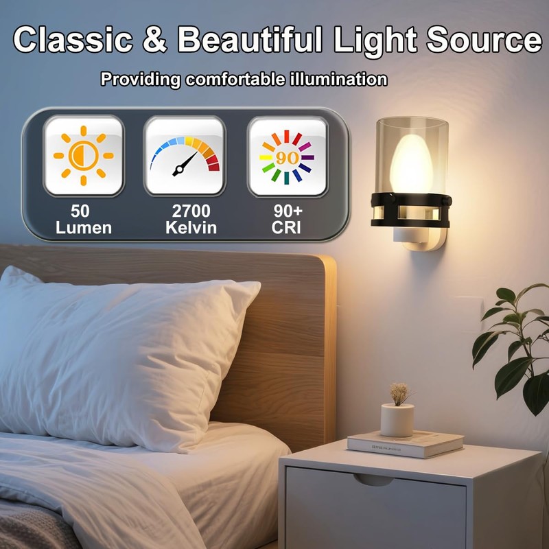 ZwwYvv C7 LED Night Light Bulbs, E12 Candelabra Base 0.6