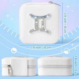 K1tpde Gemini Zodiac Travel Jewelry Case for Women Vacation Travel Accessories for Women Small Zodiac Travel Jewelry Case for Ring Earring Pendant Necklace Bracelet Organizer Gifts for Mom Lover
