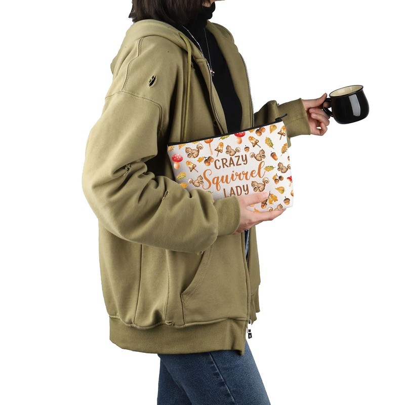 PYOUL Squirrel Lover Gift Crazy Squirrel Lady Makeup Bag Chipmunk