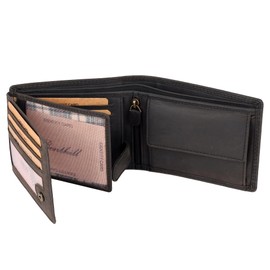 Benthill Men's Leather Wallet - Genuine Leather Wallet with RFID Protection - Slim Wallet for Men - Genuine Vintage Leather, Black (H)