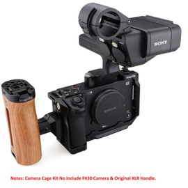 MAGICRIG FX30 Camera Cage with Wooden NATO Side Handle Grip, HDMI Cable Clamp, NATO Safety Rail, Cold Shoe Mount,Compatible with Sony FX3 FX30 Original XLR Handle, Compatible with DJI Gimbals -5100