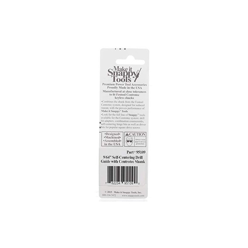 Snappy Tools 9/64 Inch Self-Centering Hinge Bit, Compatible with Festool