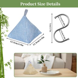 4 Pack Activated Bamboo Charcoal Bags with 4 Hooks Air Purifier Deodorizer Bags Dehumidifier Bags Stylish Pyramid Design Applicable to Car Closet Bathroom Basement Litter Box Shoe Air Fresheners Bags
