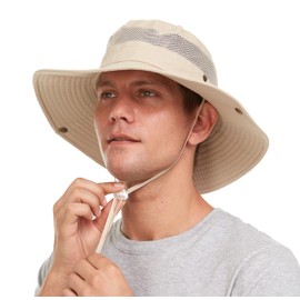 Sun Hat for Men/Women UV Protection Boonie Hats with Wide Brim Summer Hats for Hiking Fishing Safari Gardening Beach Camping Beige