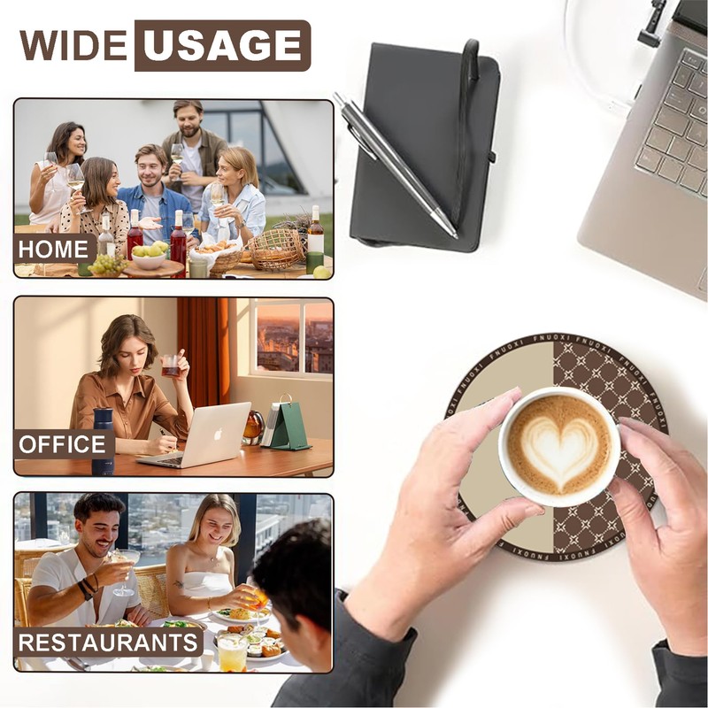 Light Luxury Cat Monogram Ceramic Round Absorbent Coasters with Cork