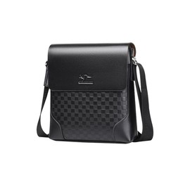 Cenvins Men's Shoulder Bag, Pochette, One Shoulder Body Bag, Crossbody Bag, Shoulder Chest Bag, Messenger Bag, Small, Leather, Shoulder Bag, Unisex, Black A