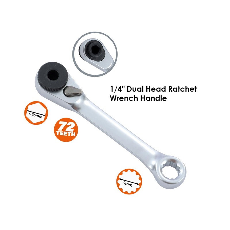 TOPWAY Mini Ratchet Wrench Set 2PCs 1/4 Inch Drive Lockable
