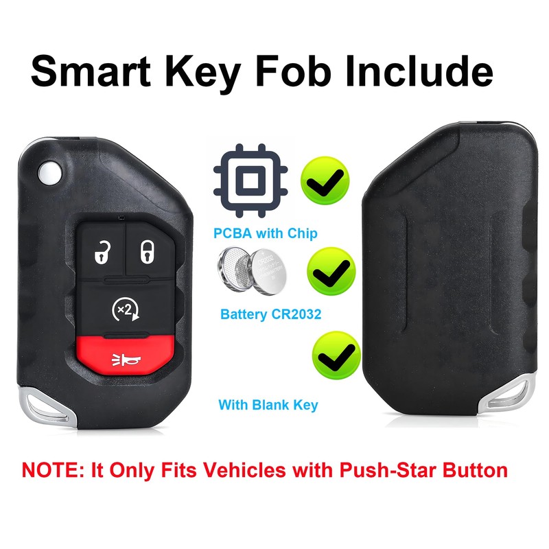 Smart Key for Jeep Wagoneer Gladiator 2018-2021，YIKEBALOG 4utton Proximity Remote