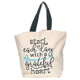 Cotton Canvas Tote - Reusable Bag with Handles - Grateful Heart