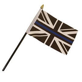 Thin Blue Line Union Jack Police Military 6" x 4" Hand waving Flag