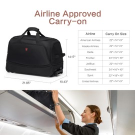 OIWAS Rolling Duffle Bag With Wheels 55L Large Duffel Bag with Wheels with Shoe Compartment,Carry on Wheeled duffel Bags for Weekender Overnight Business Travel Gym Black