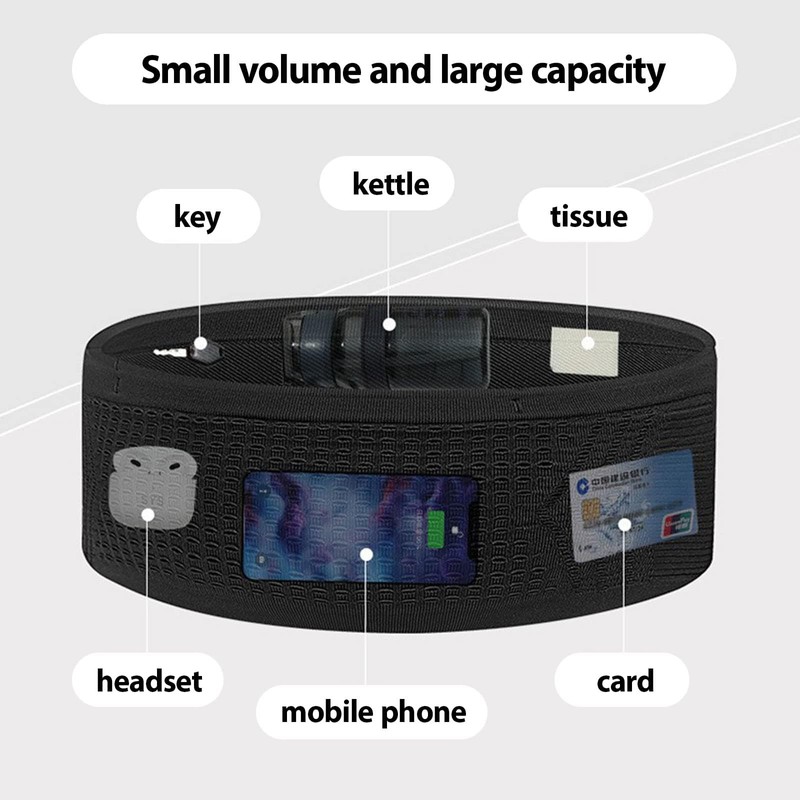 Viilich Belt Bag, Multifunctional, Breathable, Universal Concealed Knitted Waist Bag,