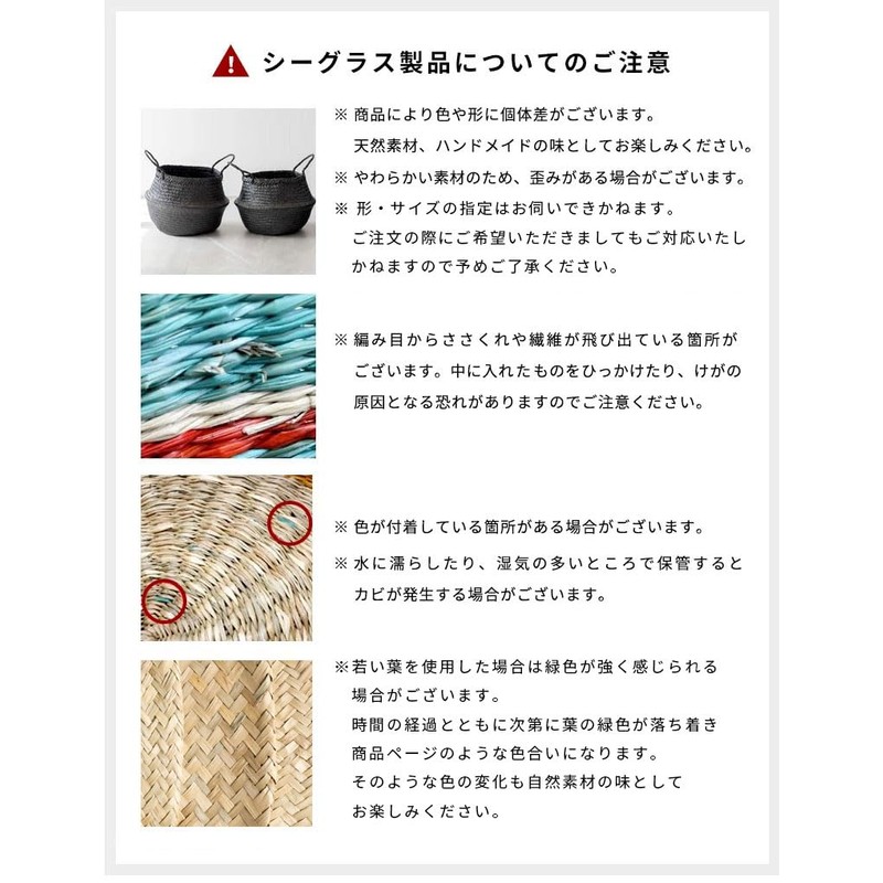 Asia-kobo by ELEMENTS m-vn50584 Basket Seagrass with Handle, Medium Size,
