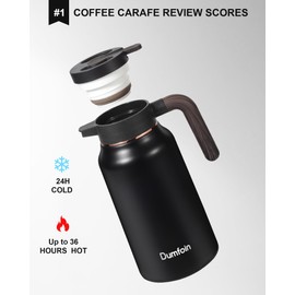 Carafes for Hot Liquids 70 oz - 36 Hour Stainless Steel Thermal Coffee Carafe-Insulated Coffee Carafes For Keeping Hot/Cold Coffee, Tea, Water, Drink Dispenser for Parties(Black)