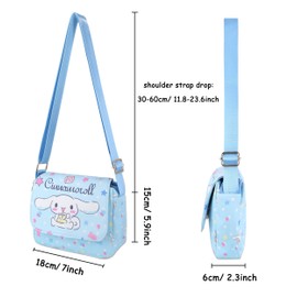 Roffatide Anime Cartoon Mini Messenger Bag Crossbody Bag Kawaii Lolita JK Girls Shoulder Bag Flap Synthetic Leather Satchel Blue