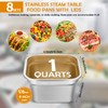 Suttmin 8 Pcs 1/6 Size Hotel Steam Table Pans with