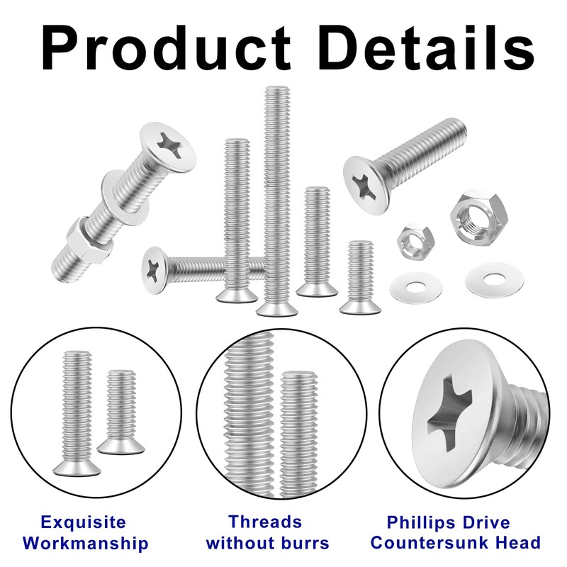 FandWay 900Pcs Bolts and Nuts Set,M2 M2.5 M3 Countersunk Machine