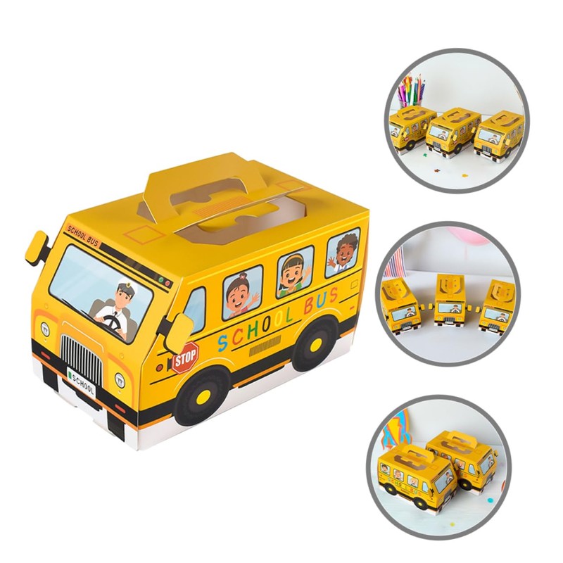 LABRIMP Festive Back to School Candy Holder Bus Theme Paper